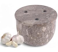 Radicaln Garde-ail en marbre avec couvercle de 11,4 cm, fait à la main et récipient à ail pour cuisine, garde les gousses d'ail frais, idéal pour comptoir