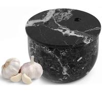 Radicaln Garde-ail en marbre pour comptoir, 11,4 cm, noir, fait à la main pour le rangement de comptoir, idéal pour la décoration de cuisine, petit récipient pour gousses d'ail