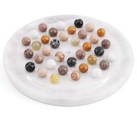 Radicaln Jeu de Solitaire en Marbre 25,4 cm Blanc, Plateau de Solitaire Artisanal avec Billes, Casse-tête Classique en marbre, décoration Moderne, idéal Jeu de réflexion pour Adultes