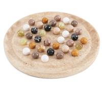 Radicaln Jeu de Solitaire en Marbre 25,4 cm Travertin, Plateau de Solitaire Artisanal avec Billes, Casse-tête Classique en marbre, décoration Moderne, idéal Jeu de réflexion pour Adultes