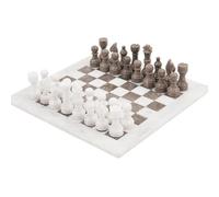 Radicaln Jeu d'échecs en marbre 15 Pouces Blanc et Gris Océanique Fait à la Main pour Adultes - 1 échiquier et 32 pièces d'échecs - Jeu d'échecs de société 2 Joueurs