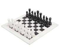 Radicaln Jeu d'échecs en marbre 38 cm Blanc et Noir Fait à la Main - Meilleur Jeu d'échecs de Voyage pour 2 Joueurs - 1 échiquier et 32 pièces d'échecs - Jeux d'échecs pour Adultes