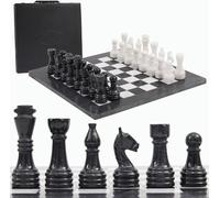 Radicaln - Jeu d'échecs en marbre avec boîte de Rangement, 15 Pouces, Jeux de société Faits à la Main en Noir et Blanc pour Adultes
