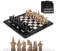 Radicaln Jeu d'échecs en marbre avec boîte de Rangement Antique 15 Pouces Noir et Corail Jeu d'échecs Fait à la Main - Jeux d'échecs pour Adultes - 1 échiquier et 32 pièces d'échecs