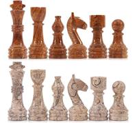 Radicaln Jeu d'échecs en marbre Fait Main 3.5" aux Couleurs Rouge et Corail