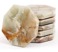 Radicaln - Lot de 6 dessous de verre en marbre en forme d’étoile de 9 cm - Fabriqués à la main - Accessoires de cuisine, voiture et café - Onyx vert