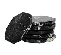 Radicaln Lot de 6 Dessous de Verre en marbre pour Boissons de 8,9 cm Noir Fait à la Main Étoile - Dessous de Verre pour Table Basse - Dessous de Verre élégants