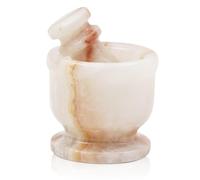 Radicaln Mortier et pilon en marbre blanc onyx de 6,3 cm faits à la main pour la cuisine, petit mortier et pilon idéal pour moulin à épices et broyeur d'ail