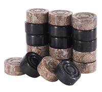 Radicaln Pièces de dames en marbre 3,2 cm pour jeux de société à dames | Lot de 32 pièces faites à la main noir et océanique, pièces de dames uniquement, veinures naturelles, empilables