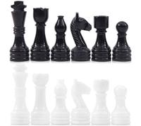 RADICALn Pièces d'échecs en marbre de 8,9 cm, Noires et Blanches, Faites à la Main pour Jeux de société - Jeu d'échecs et de Dames en marbre pour Adultes