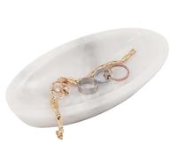 Radicaln Plat à bijoux en marbre, blanc, 17,8 cm | Coupelle en marbre fait main pour bijoux, clés et petits objets, pour bagues, bracelets et montres, jolie déco de bureau