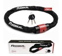 RADIKAL RK466 Cadenas antivol pour vélo en acier Ø6 mm, 100 cm, fermeture rotative avec couvercle, chaîne légère flexible, antivol moto, verrouillage universel pour moto, scooter, vélo, serrure de