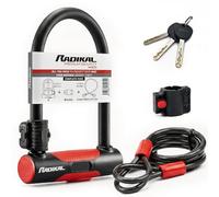 RADIKAL RK470 Antivol Vélo en U avec Câble 120 cm, Acier Trempé Haute Sécurité, Support de Fixation Inclus, U-Lock Robuste, Portable pour Velo, Trottinette Électrique, Moto, Résistant au Vol, 3 Clés