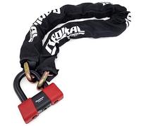 RADIKAL RK48100 Antivol Moto Homologué SRA, Sécurité Premium, Mini U 18mm Chaîne Acier Cémenté 13,5mm Testée contre Sciage Coupe-Boulons, Multifonction Bloque Disque/Chaîne 100cm pour Ancrage Garage