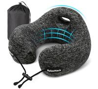 Radikor Coussin de Voyage, Oreiller de Voyage Memoire Forme, Poignée Surélevée Coussin Voyage Avion Adulte Travel Neck Pillow avec Sac de Rangement pour Avion Voiture Train Bureau - Gris