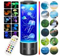 Radikor Lampe Méduse avec 12 Bruit Blanc et Haut-Parleur Bluetooth, Jellyfish Lamp avec 10 Couleurs et Télécommande, Lampe Meduse Lumineuse Aquarium pour Enfants Adultes, Relaxation Décoration
