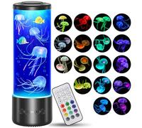 Radikor Lampe Méduse avec 17 Couleurs et Télécommande,Jellyfish Lamp avec 4 Modes d'éclairage, Lampe Meduse Lumineuse Aquarium pour Enfants, Adultes, Relaxation, Décoration de la Maison
