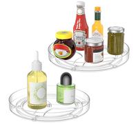 Radikor Lot de 2 23cm Plateau Tournant, 360° Étagère à épices Rotative Transparent, Lazy Susan, Organisateur de Rangement Cuisine pour Epices, Bouteille, Fruit, Cosmétique