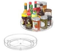 Radikor Lot de 2 Plateau Tournant, 24cm 360° Étagère à épices Rotative Transparent, Lazy Susan, Organisateur de Rangement Cuisine pour Epices, Bouteille, Fruit, Cosmétique