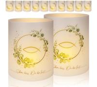 Radikor Photophores Décoration de Table Confirmation Set de 12, Décoration de Table Communion Garçon Fille, Photophore Schön DASS du da Bist, Photophore Décoration pour Bougies Chauffe-Plat, Bougies