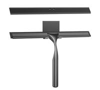 Radikor Raclette Douche en Acier INOX, 25.5cm Raclette de Douche avec Crochet, Remplaçable Silicone Raclette Salle de Bain Douche pour Vitre, Miroir, Carrelage, Cuisine, Noir