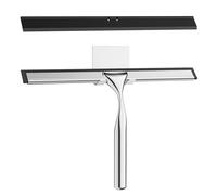 Radikor Raclette Douche en Acier INOX, 25.5cm Raclette de Douche avec Crochet, Remplaçable Silicone Raclette Salle de Bain Douche pour Vitre, Miroir, Carrelage, Cuisine - Argent