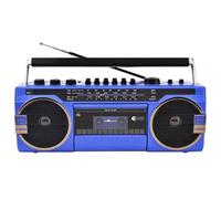 Radio à cassette rétro à 3 bandes,coordinateur d'égaliseur,niveau Boombox,stéréo,vintage,style ancien,enregistreur,haut-parleur Bluetooth,prise téléphonique pour sauna - Type Bleu