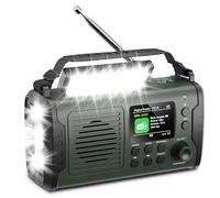 Radio à manivelle 20 000 mAh avec Bluetooth, radio solaire DAB/FM, lampe de poche et lampe de lecture, chargeur de téléphone portable USB, alarme SOS, carte TF, entrée auxiliaire, radio d'urgence