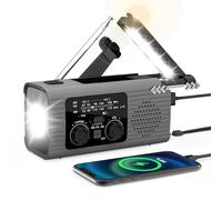Radio à manivelle à Main avec Lampe de Poche LED pour l'urgence, 3 Voies de Chargement de la Radio météorologique Radios Power Bank pour Le Camping en Plein air