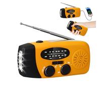 Radio à manivelle avec lampe de poche solaire et LED, 3 lampes de poche LED/AM/FM/météo, recharge de téléphone portable, portable, pour le camping, la randonnée et la prévention d'urgence, orange