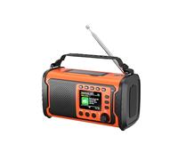 Radio à manivelle DAB/DAB+, 20 000 mAh, avec charge solaire et USB, Bluetooth 5.3, 13 en 1, avec batterie externe, SOS, lampe de poche, lampe de lecture, boussole, carte TF et design multifonction
