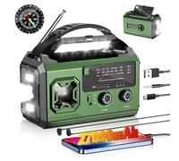 Radio à manivelle de 27000 mAh, radio d'urgence FM/AM avec Bluetooth, radio solaire portable avec chargeur de téléphone, radio d'urgence avec alarme SOS/lampe de poche/boussole pour camping en plein