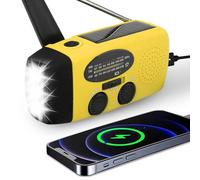 Radio à manivelle, radio d'urgence, avec manivelle et solaire, AM/FM/WB NOAA - Radio d'urgence - Dynamo - Avec batterie externe de 2000 mAh - Lampe de poche LED - Fonction de charge de téléphone