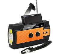 Radio à remontage avec Chargeur de téléphone, Radio Solaire d'urgence 4000 mAh avec AM/FM, Radio Dynamo Torche, Alarme SOS, Radio à manivelle pour Urgence Domestique et Survie en Plein air,