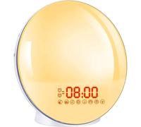 Radio Alarm Clock Light Soft LED Dawn Simulator Clock Bedside Lamp with 2 Alarms 8 Sounds 20 Brightness for Baby Bedroom