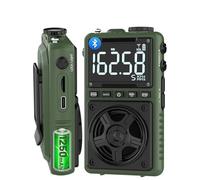 Radio AM FM Bluetooth à ondes courtes avec alerte météo NOAA, radio de poche portable rechargeable 1250 mAh avec meilleure réception, grand haut-parleur 5 W, tuner numérique et écouteurs, prend en