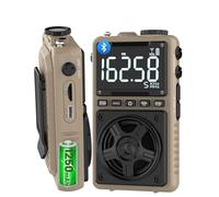Radio AM FM Bluetooth à ondes courtes avec alerte météo NOAA, radio de poche portable rechargeable 1250 mAh avec meilleure réception, grand haut-parleur 5 W, tuner numérique et écouteurs, prend en