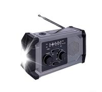 Radio AM FM solaire rechargeable, portable à manivelle AM FM NOAA, avec batterie externe 2000 mAh pour le camping