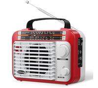 Radio AM/FM/SW1-2 Transistor à ondes courtes AC ou à piles avec meilleure réception, grand haut-parleur et bouton de réglage précis avec entrée auxiliaire et prise jack 3,5 mm pour écouteurs