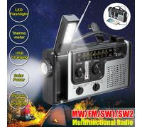 Radio AM FM SW1 SW2 Portable d'urgence, à manivelle, à énergie solaire, avec lampe de poche et lampe de lecture, pour l'extérieur