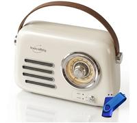 Radio Bluetooth FM vintage RETRO35 portable blanche batterie rechargeable look rétro + clé USB 32gigas