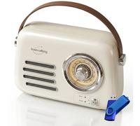 Radio Bluetooth FM Vintage RETRO35 Portable Blanche Batterie Rechargeable Look rétro + clé USB 32gigas
