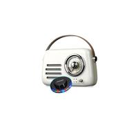Radio Bluetooth FM Vintage RETRO35 Portable Blanche Batterie Rechargeable Look Rétro, Entrée AUX-in : 3,5 mm, Jeu de lumière LED