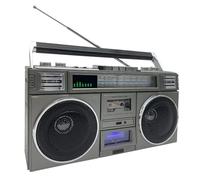 Radio Bluetooth portable Boombox - Style classique des années 80, 4 haut-parleurs, lecteur de cassettes CD, radio AM/FM, entrée SD/USB pour réunions de famille et fêtes