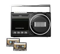 Radio-Cassette Portable Am/FM/SW avec Lecture USB Et Enregistrement sur Cassette, Haut-Parleurs BT RéTro, Prise Casque, Transcription Multimode pour Maison, Voyages,Black