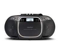 MEDION E66476 Stereo Sound System (Boombox, Lecteur CD, MP3, Cassette, Lecteur de Cassette Portable pour Enfants, Radio FM, AUX, écouteurs, Secteur & Batterie) Noir