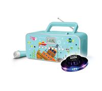 RADIO CD USB M-29-KB - Bleu - Affichage LCD - Antenne FM - Lumière OVNI - 1 micro inclus - CD/CD-R/CD-RW - Radio FM