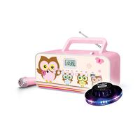 RADIO CD USB M-29-KP - Rose - Affichage LCD - Antenne FM - 1 micro inclus - CD/CD-R/CD-RW - Radio FM - Lumière OVNI