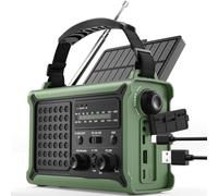 Radio D¿Urgence À Manivelle 12000Mah Avec Panneau Solaire 8500Mm²&Dynamo 650Ma,Radio Am/Fm Portable Avec Torche Led,Lampe De Lecture,Usb,Alarme Sos¿Camping,Coupure De Courant,Survie