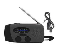Radio d’Urgence Solaire AM/FM à Manivelle, avec Lampe Torche LED, Alarme SOS, Lampe de Lecture, Batterie Externe pour Camping, Randonnée, Catastrophes (Noir)